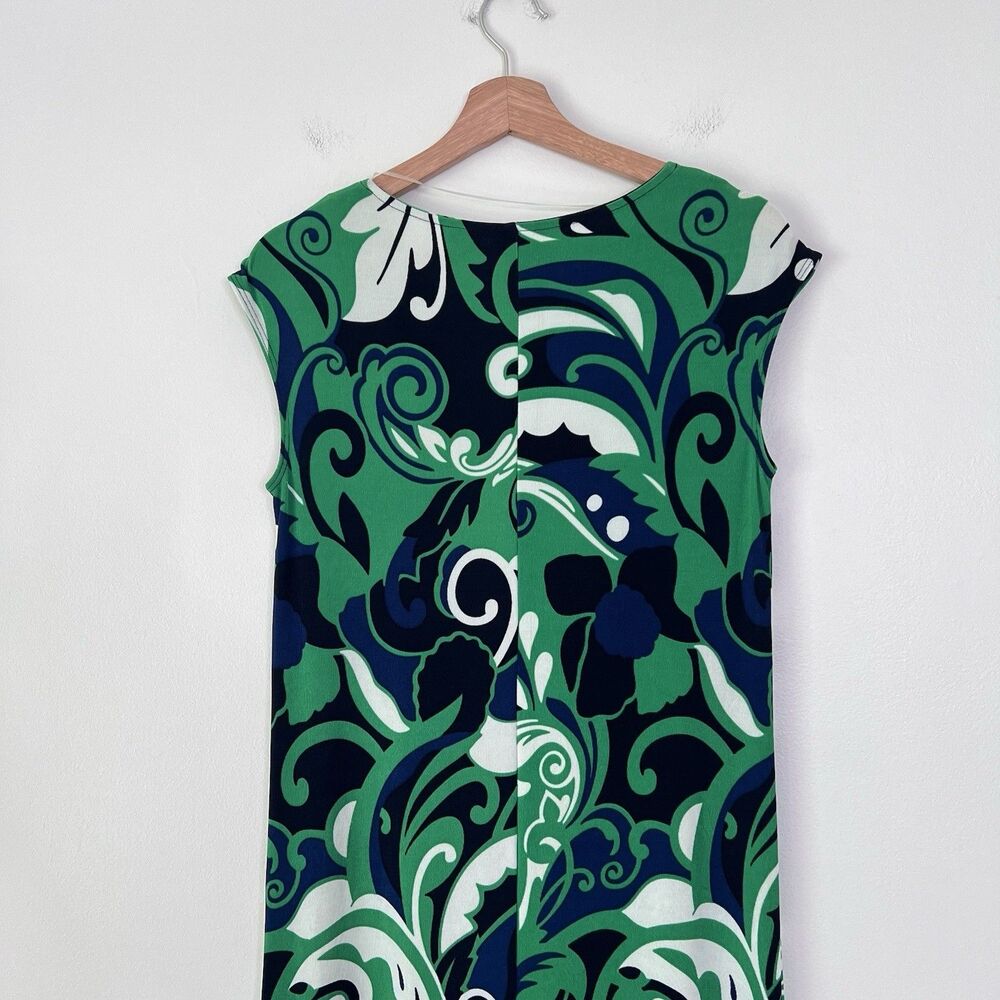 Chico’s Travelers Maxi Dress Size 0 US 4/6 Green Blue Abstract Stretch - Picture 7 of 10